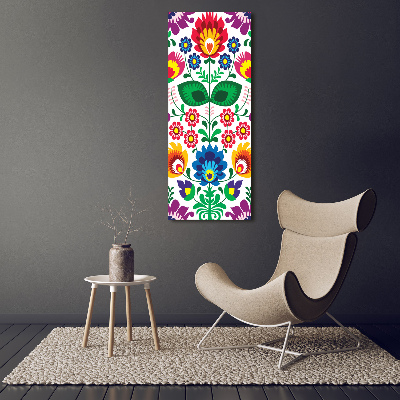 Cuadro de cristal moderno efecto brillo vertical Patrón étnico
