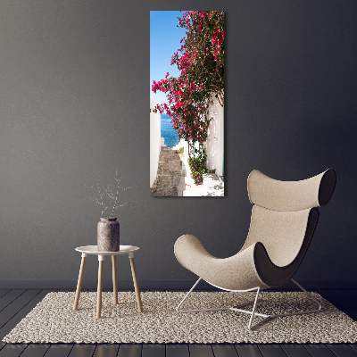 Cuadro de vidrio templado 4mm para pared vertical calles griegas