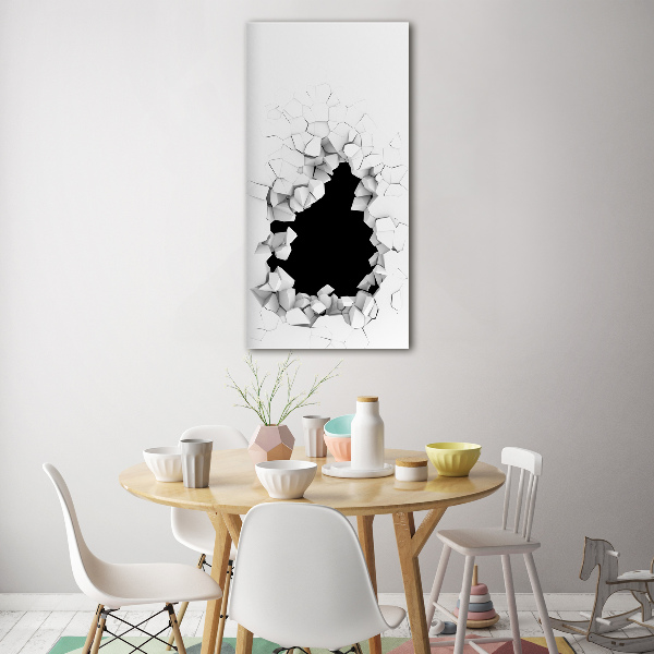 Cuadro de cristal moderno efecto brillo vertical Agujero en la pared