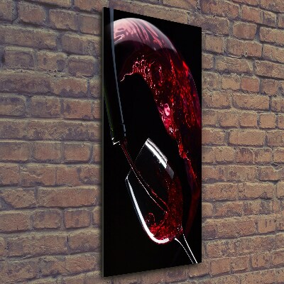 Cuadro de cristal moderno efecto brillo vertical Vino tinto