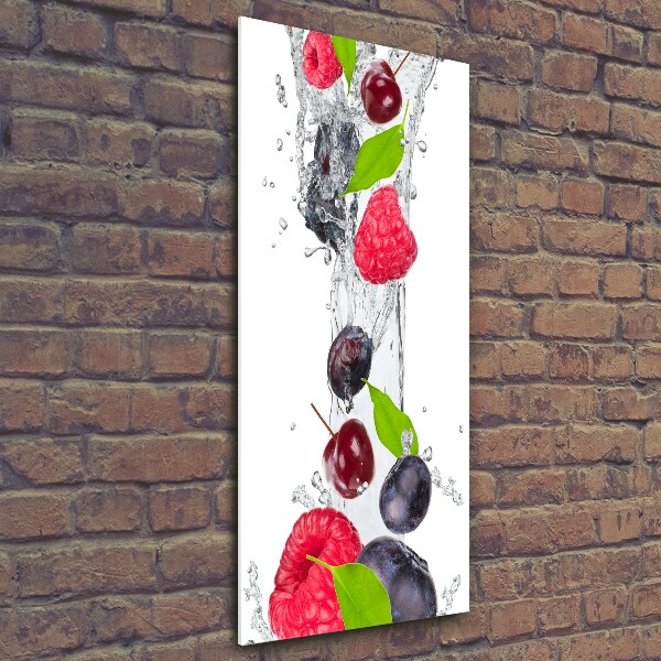 Cuadro decorativo en cristal con canto pulido vertical Frutos del bosque