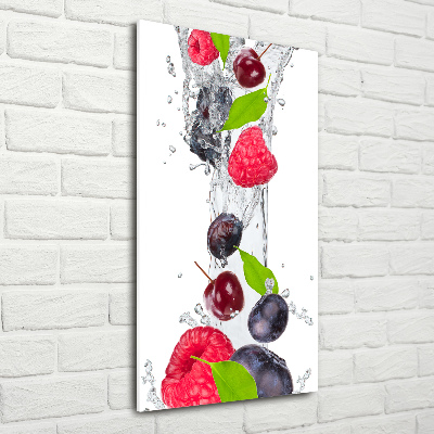 Cuadro decorativo en cristal con canto pulido vertical Frutos del bosque