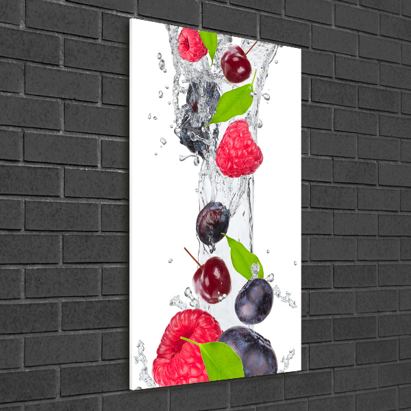 Cuadro decorativo en cristal con canto pulido vertical Frutos del bosque