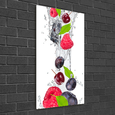 Cuadro decorativo en cristal con canto pulido vertical Frutos del bosque