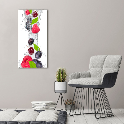 Cuadro decorativo en cristal con canto pulido vertical Frutos del bosque