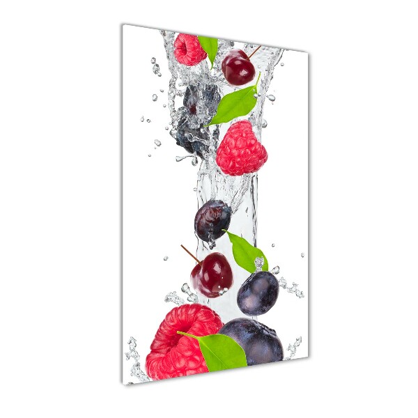 Cuadro decorativo en cristal con canto pulido vertical Frutos del bosque