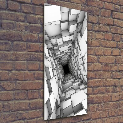 Cuadro de cristal moderno efecto brillo vertical Túnel de cubos