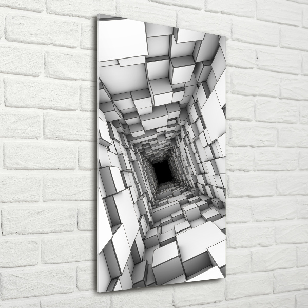 Cuadro de cristal moderno efecto brillo vertical Túnel de cubos