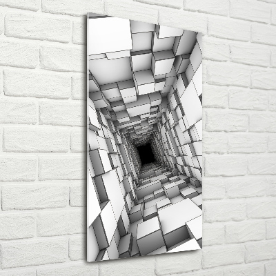 Cuadro de cristal moderno efecto brillo vertical Túnel de cubos
