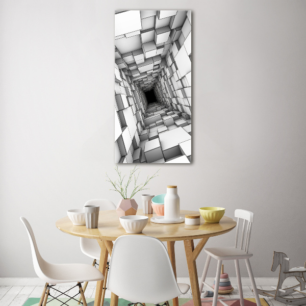Cuadro de cristal moderno efecto brillo vertical Túnel de cubos