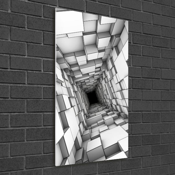 Cuadro de cristal moderno efecto brillo vertical Túnel de cubos