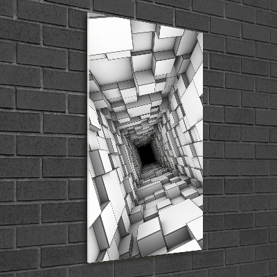 Cuadro de cristal moderno efecto brillo vertical Túnel de cubos