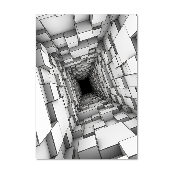 Cuadro de cristal moderno efecto brillo vertical Túnel de cubos
