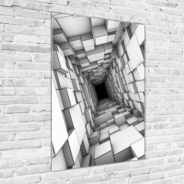 Cuadro de cristal moderno efecto brillo vertical Túnel de cubos