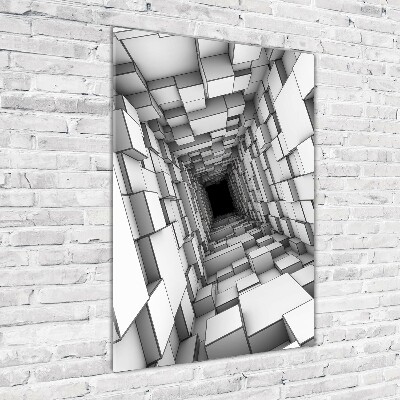 Cuadro de cristal moderno efecto brillo vertical Túnel de cubos