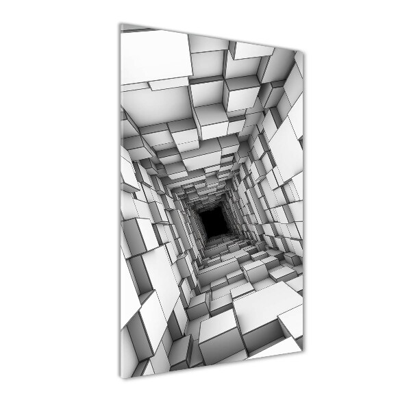 Cuadro de cristal moderno efecto brillo vertical Túnel de cubos