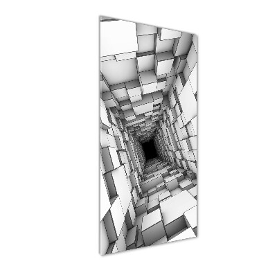 Cuadro de cristal moderno efecto brillo vertical Túnel de cubos