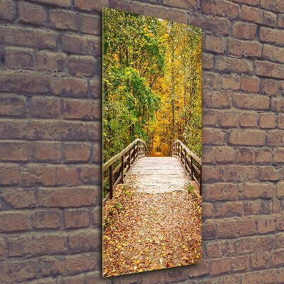 Cuadro decorativo en cristal con canto pulido vertical Bosque en otoño