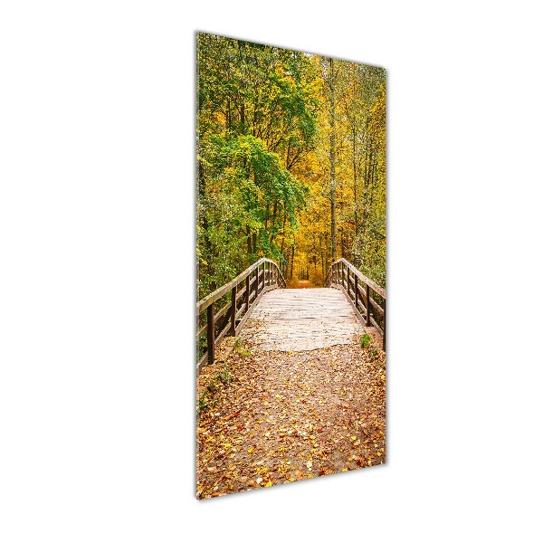 Cuadro decorativo en cristal con canto pulido vertical Bosque en otoño