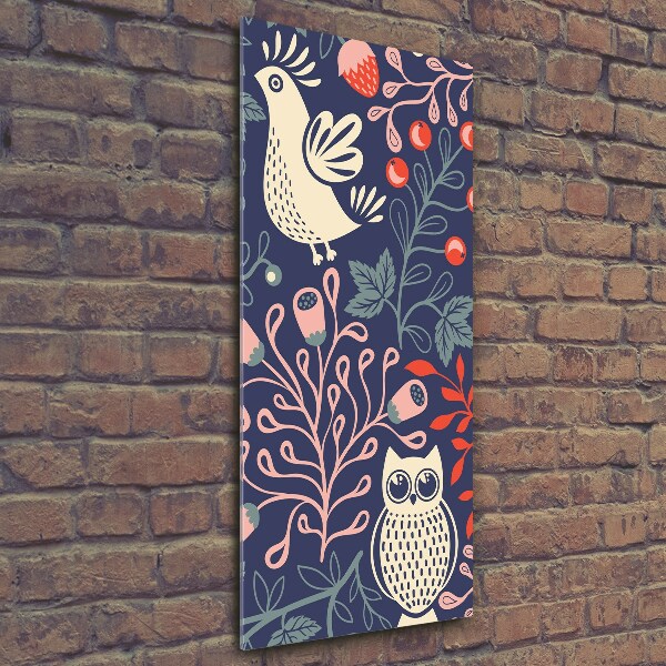 Foto obraz na szkle pionowy Kogut kura sowa