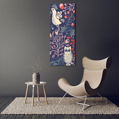 Fotocuadro de cristal elegante para hogar vertical Gallo gallina búho