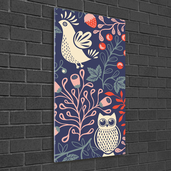 Fotocuadro de cristal elegante para hogar vertical Gallo gallina búho