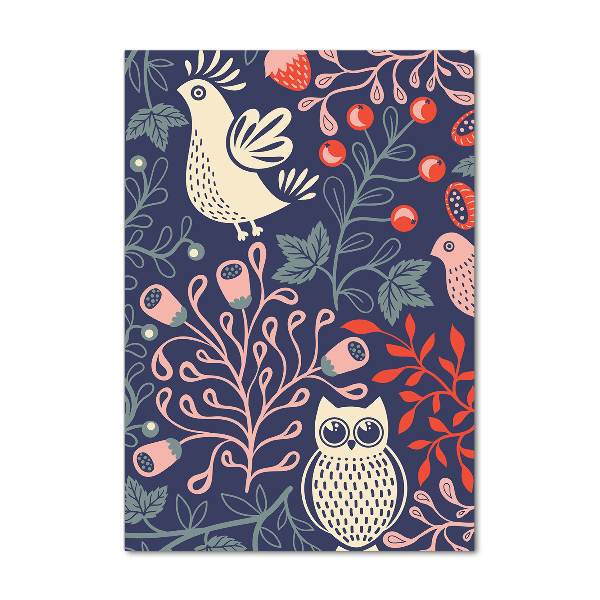 Fotocuadro de cristal elegante para hogar vertical Gallo gallina búho