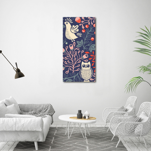 Fotocuadro de cristal elegante para hogar vertical Gallo gallina búho