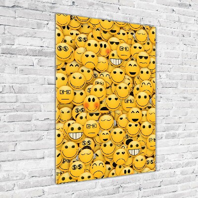 Cuadro decorativo en cristal con canto pulido vertical Emoticonos