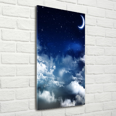Cuadro decorativo en cristal con canto pulido vertical Cielo estrellado