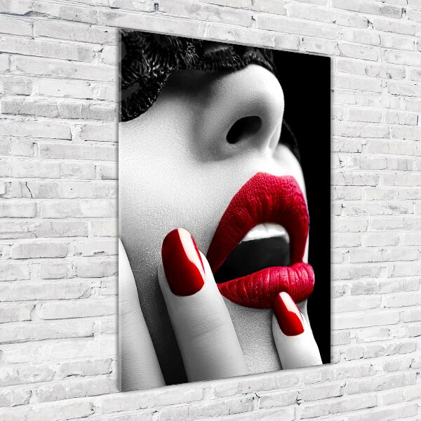 Fotocuadro de cristal elegante para hogar vertical Máscara de encaje