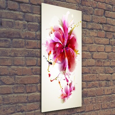 Cuadro decorativo en cristal con canto pulido vertical Mujer abstracta