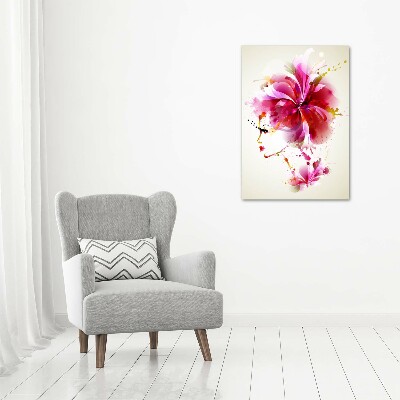 Cuadro decorativo en cristal con canto pulido vertical Mujer abstracta