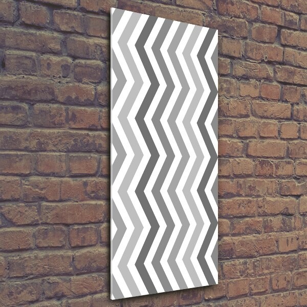 Fotocuadro de cristal elegante para hogar vertical Zigzags grises