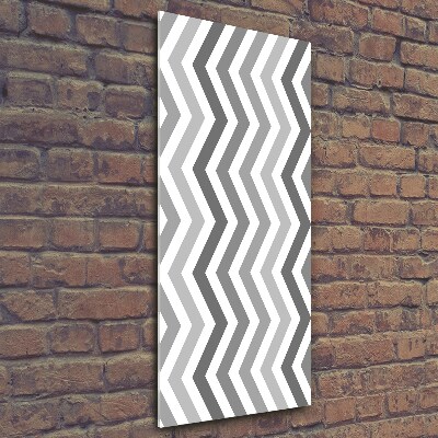 Fotocuadro de cristal elegante para hogar vertical Zigzags grises
