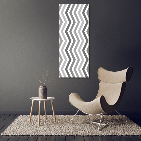 Fotocuadro de cristal elegante para hogar vertical Zigzags grises