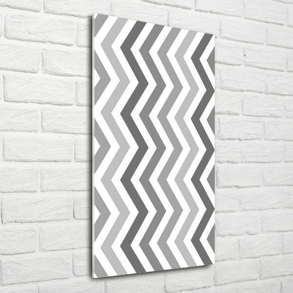 Fotocuadro de cristal elegante para hogar vertical Zigzags grises