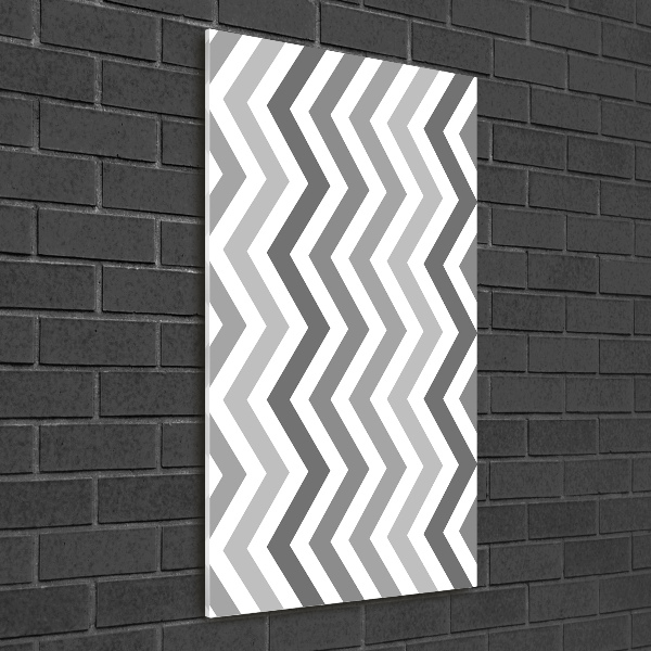 Fotocuadro de cristal elegante para hogar vertical Zigzags grises