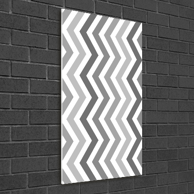 Fotocuadro de cristal elegante para hogar vertical Zigzags grises