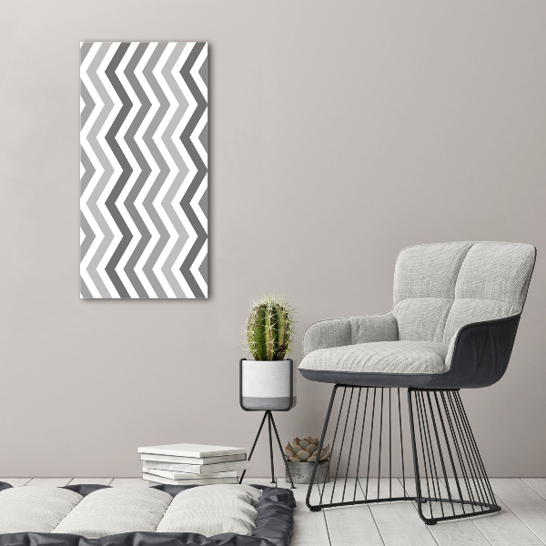 Fotocuadro de cristal elegante para hogar vertical Zigzags grises