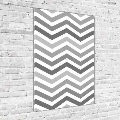 Fotocuadro de cristal elegante para hogar vertical Zigzags grises