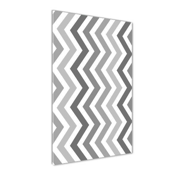 Fotocuadro de cristal elegante para hogar vertical Zigzags grises