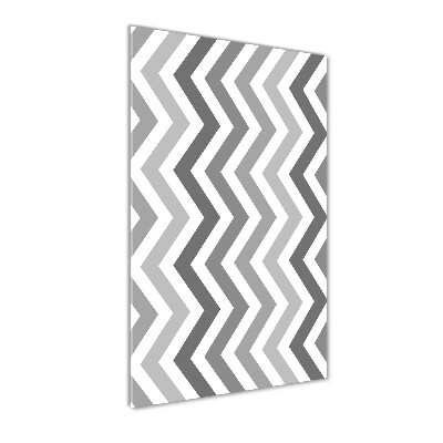Fotocuadro de cristal elegante para hogar vertical Zigzags grises