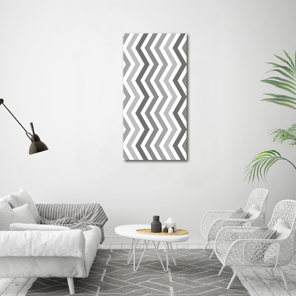 Fotocuadro de cristal elegante para hogar vertical Zigzags grises
