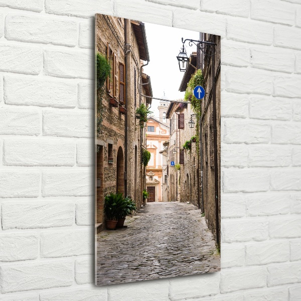 Cuadro de cristal moderno efecto brillo vertical calles italianas