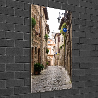 Cuadro de cristal moderno efecto brillo vertical calles italianas