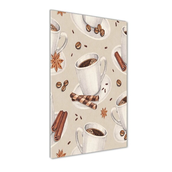 Fotocuadro de cristal elegante para hogar vertical Una taza de café