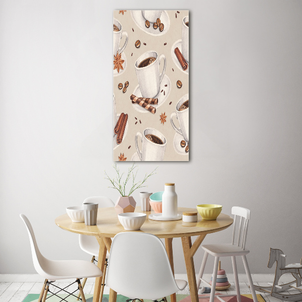 Fotocuadro de cristal elegante para hogar vertical Una taza de café