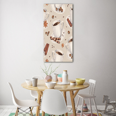 Fotocuadro de cristal elegante para hogar vertical Una taza de café