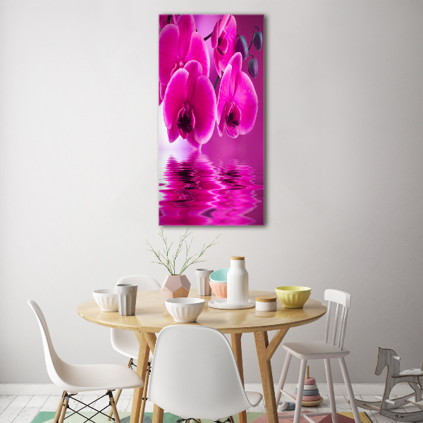 Cuadro de vidrio templado 4mm para pared vertical Orquídea rosa